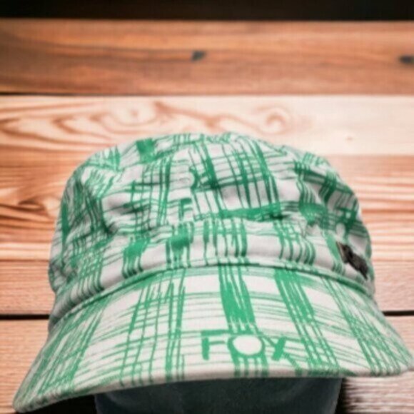 Fox Racing Strapback Green Tartan Plaid Painter Newsboy Trucker Hat - Picture 13 of 13